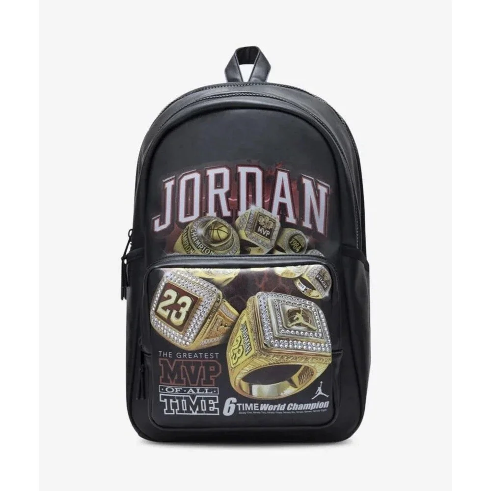 Jordan Borough Graphic 6 Rings Backpack🔥New Black School Bookbag MA9174-023